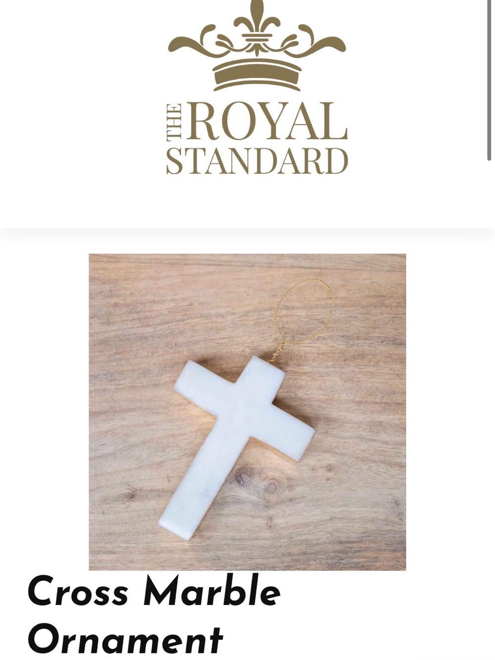 Royal Standard White Marble Cross Hanging Ornament